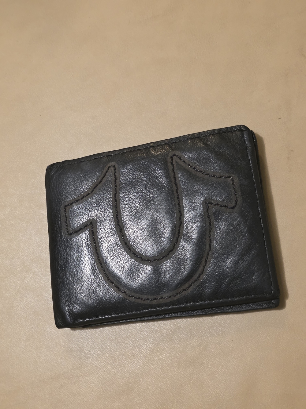 True Religion Black Leather Bifold Wallet
